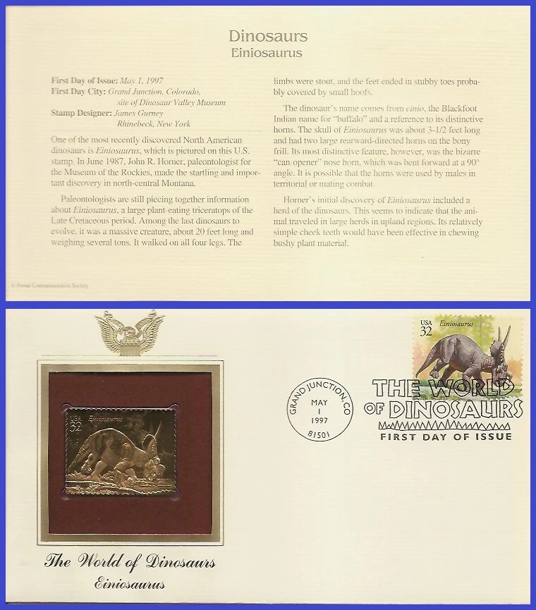 USA2 #3136k U/A GOLDEN REPLICA FDC   Dinosaurs Eniniosaurus - Image 1 of 1