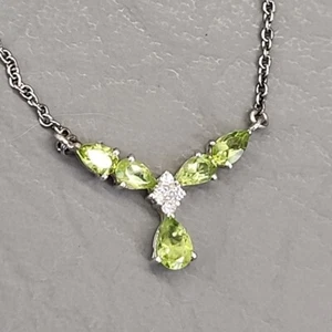 Collar de peridoto STS lágrima verde plata de ley 925 JTV 20" - Imagen 1 de 15