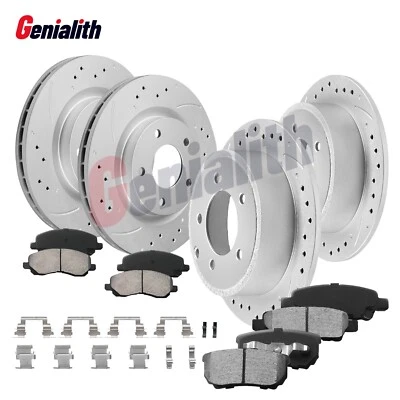 Front & Rear Drilled Rotors + Brake Pads for Dodge Avenger 2008-2014 R/T SE SXT Foto 1 de 4