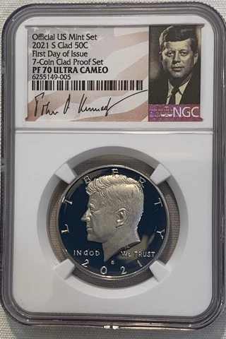 2021 S Kennedy 50c Half Dollar NGC PF70 UC First Day Issue (Signature) CLAD Set Cover