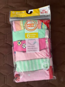 Pack OF 6 Wonder Nation Size 2/3 Little Toddler Girls Briefs Underwear Brand New - Picture 1 of 2