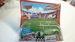 DISNEY PIXAR WORLD OF CARS CHICK HICKS #86 LAUNCH AND RACE PIT RACE OFF DIECAST  - Picture 1 of 2