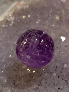 Eine alte Amethyst geschnitzte chinesische Perle Shou Drache lila Amethyst 16 mm rund - Bild 1 von 8