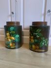 Two Vintage Hand Painted Storage Jars