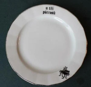 Plato histórico de 3 avestruces Prague Hotel U TRI PSTROSU Pie del Puente de Carlos - - Imagen 1 de 1