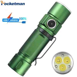 Torcia LED ricaricabile USB impermeabile lampada manuale flash luce esterno lanterna - Foto 1 di 10