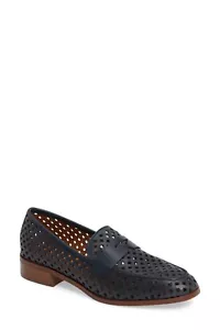 Aquatalia Sheryl Perforated Shoes Navy Blue Sz 7 Loafer $495 New - Picture 1 of 8