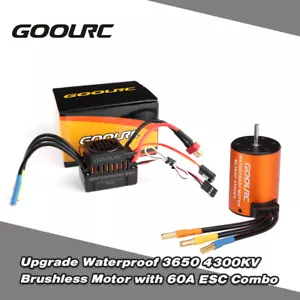 3650 4300KV Waterproof Brushless Motor W/60A ESC Combo Fr 1/10 RC Car Truck M1X9 - Picture 1 of 12