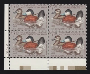 US RW48 1981 $7.50 Duck Stamp Mint LL Plate #173572 Block of 4 XF OG NH SCV $50 - Picture 1 of 2