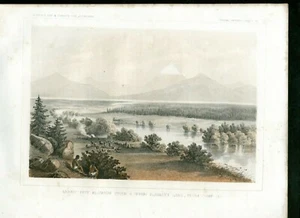 1856 US PACIFIC RR EXPLOR & SURVEY LITHOGRAPH MOUNT PITT KLAMATH RIVER CAMP 30 - Picture 1 of 2