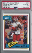2018 PANINI CLASSICS PATRICK MAHOMES RED BACK PARALLEL /299 PSA 10 GEM MINT