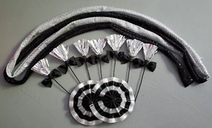 Set of Draft Horse Decorations - Black, Silver Mane, Tail, Flowers - Picture 1 of 1