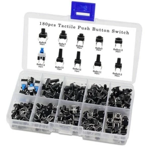 180 Pcs 10 Values Tactile Push Button Switch Momentary Tact Assorted Kits A6P2 - Foto 1 di 6