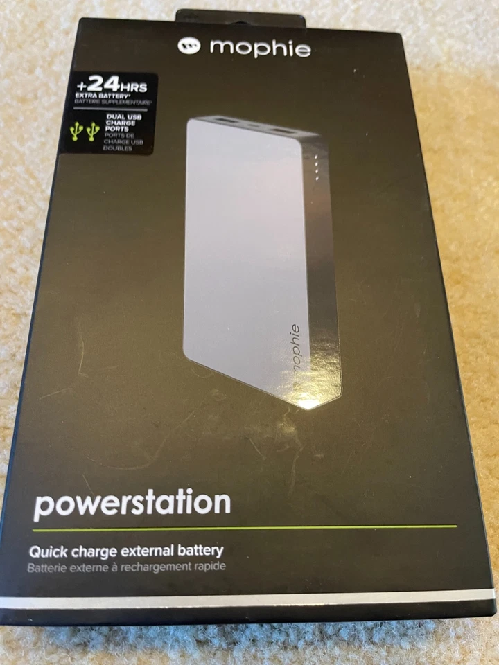 Bateria externa Mophie Gray Powerstation carga rápida 24 horas - 6000 mAh (nova) - Imagem 1 de 2