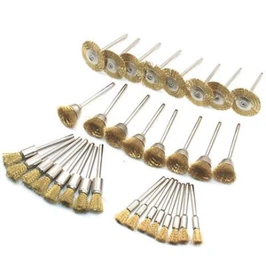 45Pack 3mm Brass Wire Wheel Polishing Mix Brush Set Dremel Rotary Shank Tool - Picture 1 of 21