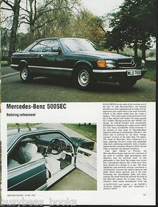 1982 MERCEDES BENZ 500SEC road test, Mercedes, British magazine article 500 SEC - Bild 1 von 1