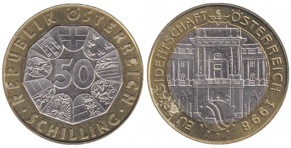 Austria 50 schilling 1998 "Austrian EU Presidency 1998" VF booklet ... - Image 1 of 1