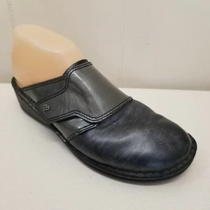 Finn Comfort Clogs AUSSEE Monk Strap Leather Mules 39D 8 8.5 Black Gray  - Picture 1 of 7