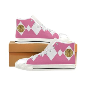 Pink Mighty Morphin Pterodactyl Dinozord Power Coin High Top Shoes - Picture 1 of 10