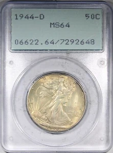 1944-D Walking Liberty Half Dollar PCGS MS64 OGH Old Green Holder Rattler - Picture 1 of 2