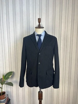 Polo Ralph Lauren Black Striped Cotton Unlined 3 Button Blazer 42, EU 52 Foto 1 de 4