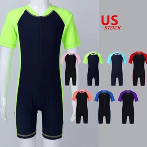 Kids Girl/Boy Swimsuit One Piece Bathing Suit Athletic Wetsuit Pool Swimwear - Picture 1 of 79