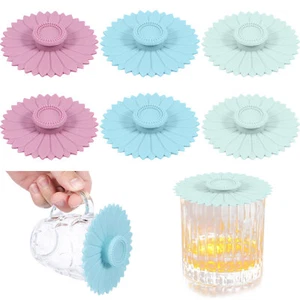 6Pcs Silicone Anti-Dust Suction Mug Cup Cover Lid Cap Airtight Seal Reusable·. - Picture 1 of 12