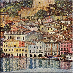 TIME4BILD GUSTAV KLIMT Malcesinas en el lago de Garda IMAGEN LIENZO REPRODUCCIÓN calidad - Imagen 1 de 5