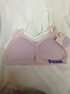 Girls' 2pk Ruched Crop Bras - More than Magic White/Glitter Pink Size S - Picture 1 of 3