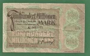 02 227 Notgeld Stadt Ludwigshafen 500 Millionen Mark, 9.8.1923, Rheinland-Pfalz - Picture 1 of 2