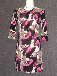 T-Bags Colorful Rayon Floral Pattern 3/4 Length Sleeve Bodycon DRESS SZ M NEW - Picture 1 of 7