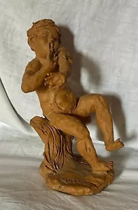 STATUA IN TERRACOTTA, BIMBO CON FARFALLA, FIRMATA, XIX/XX SECOLO - Foto 1 di 15