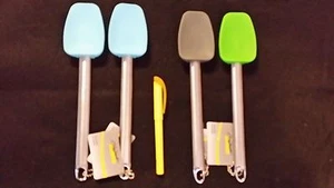 Set of 2 Silicone Scoop Spatulas with Stainless Steel Handles-ship free - Picture 1 of 3