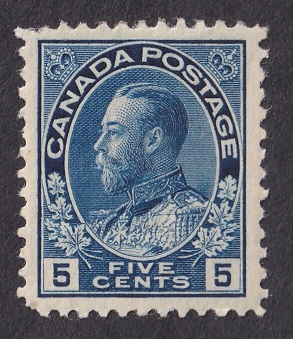 MATT'S STAMPS SCOTT CANADA #111, 5-CENT GEORGE V 1912 ISSUE, VF/XF-85 MH CV$175 - Image 1 of 3