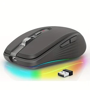Mouse ricaricabile sottile wireless Bluetooth 2.4G dual-mode per laptop Mac iPad US - Foto 1 di 27