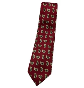 POLO RALPH LAUREN Men's 100% Silk Necktie LUXURY Tie Burgundy Paisley W:3.6" EUC - Picture 1 of 5