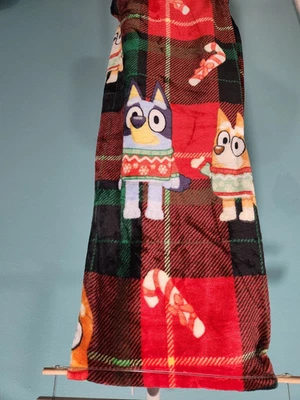 BLUEY SILK TOUCH THROW NWT JOLLY PUPS PLAID 50IN 70IN CHRISTMAS POLYESTER CHINA - Image 1 of 4