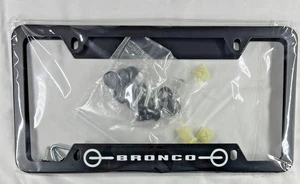 Ford Bronco License Plate Frames Black Front & Rear New With Hardware Plastic - Picture 1 of 2