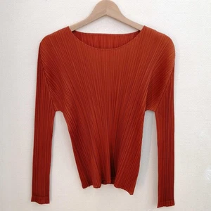 ISSEY MIYAKE orange long sleeve top size 3 length 21 inches - Picture 1 of 4