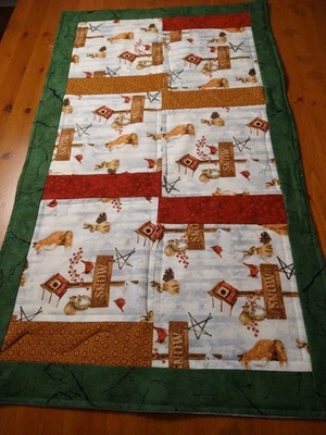 Animales del bosque acolchados hechos a mano, marrón, gris, rojo, verde, 32 x 19 pulgadas, lindos  Foto 1 de 4