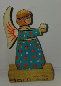 Engel Werbung Weihnachten Wilhelm Horn Leipzig Wein Liköre Holz um 1950 - Bild 1 von 7