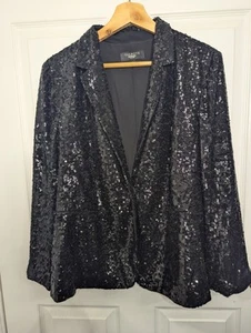 Talbots Damen Blazer Pailletten Schwarz Jacke Oberteil Größe 16 Zierlich Langarm - Bild 1 von 6