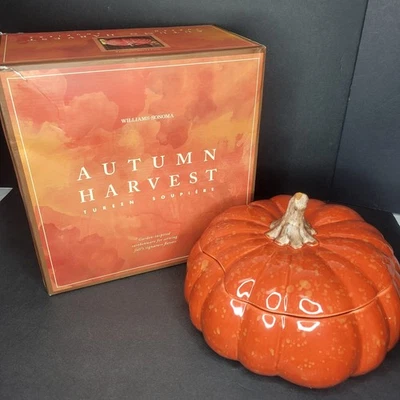 Sopa de calabaza Williams Sonoma tazón grande para servir con tapa Acción de Gracias otoño Foto 1 de 4