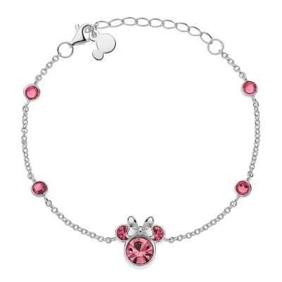 Disney Minnie Bracciale Bambina Donna Argento Cristalli vari colori 18CM - Immagine 1 di 4