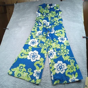 VTG 1960s Miss Bergdorf Goodman Romper Playsuit Flower Power Bell Bottom Flare - Picture 1 of 22