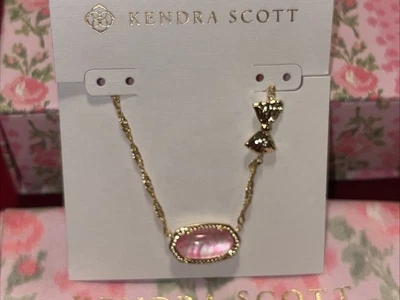 LoveShackFancy X Kendra Scott Elisa Luna Collar Lazo Oro Rosa Posey Rosa Nuevo con Etiquetas Foto 1 de 2