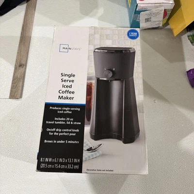 Mainstays Single Serve Iced Coffee Maker W/ 20oz Tumbler NEW ***Opened Box*** - Image 1 of 2