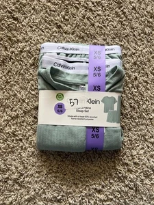 Calvin Klein Boys 3 Piece Sleep Set Green Size XS 5-6 New With Tags - Picture 1 of 2