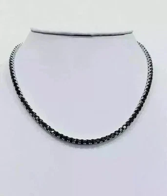 Collar de tenis para hombre de diamantes de corte redondo de 15 quilates enchapado en oro blanco de 14 k Foto 1 de 4