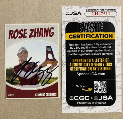 2023 STANFORD GOLF NATIONAL CHAMPS ROSE ZHANG AUTOGRAPH TRADING CARD JSA CH47511 - Image 1 of 2